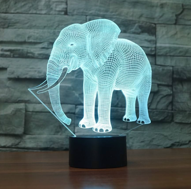 Elephant 3D Night Lamp – Color Changing Touch Light